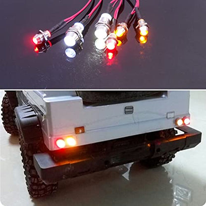 6 LED RC Car Light Kit, White Headlight Red Taillight Yellow Turn Signal Light for 1/10 1/8 RC Models TRX4 D90 SCX10 RC Car Truck Lighting (Red, White & Yellow) - color: Red, White & Yellow