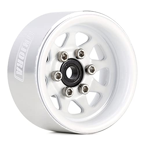 INJORA Stamped Steel 1.0 Beadlock Wheel Deep Dish for 1/18 1/24 RC (White) - color: White