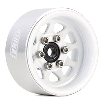 INJORA Stamped Steel 1.0 Beadlock Wheel Deep Dish for 1/18 1/24 RC (White) - color: White