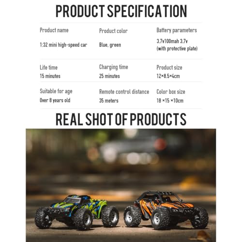 Mini RC Car for Adults, 4WD Off Road Remote Control Truck High Speed 20KMH Rechargeable Battery RTR Gift for Teen Birthday Christmas - color: Green 1