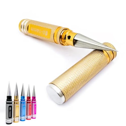 Multipurpose Manual Hole Punch, Steel Metal 0-14mm Hole Puncher Reamer for RC Body Shell Drills Tool,0-14mm RC Body Reamer Hole Puncher (Gold) - color: Gold