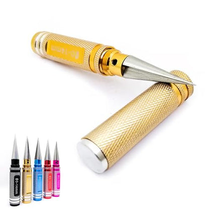 Multipurpose Manual Hole Punch, Steel Metal 0-14mm Hole Puncher Reamer for RC Body Shell Drills Tool,0-14mm RC Body Reamer Hole Puncher (Gold) - color: Gold