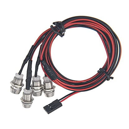 2Pack HIRCQOO 4LED RC Car LED Light Headlights Taillight Lighting with JR Y Cable Compatible with Traxxas HSP Tamiya Redcat RC4WD Axial HPI Kyosho Arrma 1/8 1/10 1/12 RC Car,2Red & 2White (5mm LEDs) - size: 5mm LEDs
