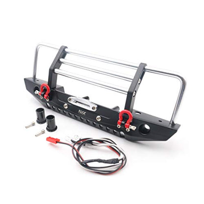 KYX Racing Alloy Front Bumper with LED Lights Upgrades Parts Accessories for RC Crawler Car Axial SCX10 II 90046 Traxxas TRX4 TRX-4 Redcat Gen8 Scout II