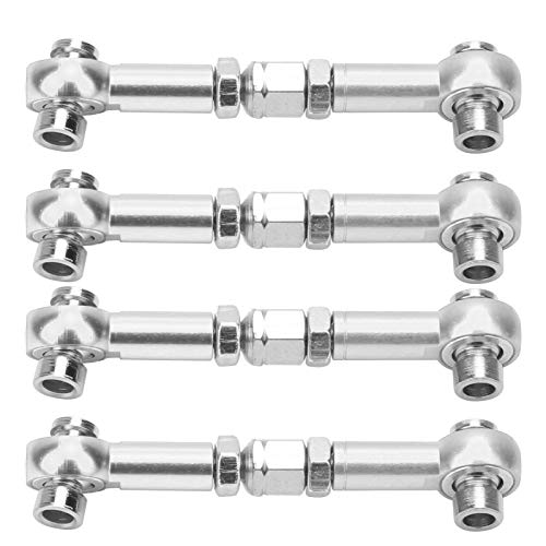 4Pcs Aluminum Alloy Steering Linkage Rods Upgrade Kit Fit for HSP 94122 94123/10 RC Cars Red Silver Metal Arms Replacement Parts Enhanced and Durability Truck Accessories - color: Silver