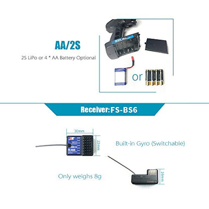 GoolRC Flysky FS-GT5 2.4G Channels AFHDS RC Transmitter with FS-BS6 Receiver for RC Car Boat