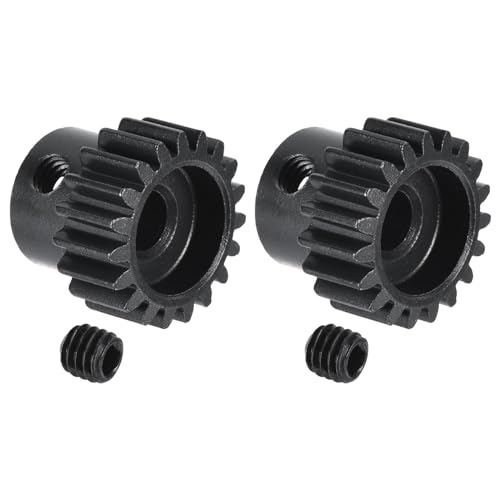 MECCANIXITY 2Pcs RC 32P Hardened Pinion Gear 5mm Shaft 19T Motor Gears Carbon Steel for RC Car Boat Drone - style: 19T