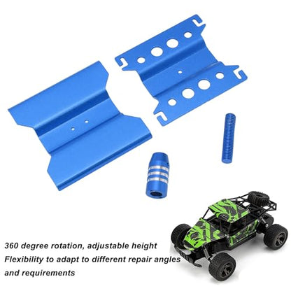 RC Car Repair Work Stand, Aluminum Alloy RC Car Stand with 360 Degree Rotation, Adjustable Height Work Station for 1/18 1/24 Scale Remote Control Cars Including SCX24, Measuring Sc (Blue) - color: Blue