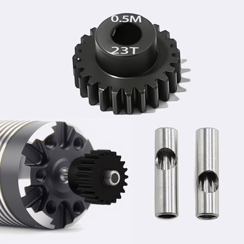 0.5M Pinion Gear 23T 24T 25T 26T 27T Hardened Steel 3.175mm Bore with 2.3mm Adapter, Gear for ARRMA 1/14 Typhon 1/16 Mojave 1/18 Granite, Losi 1/12, 0.5Mod Gear 13T-27T for HOBBYWING Motors - size: 23 24 25 26 27T, style: 5 Gears +5 Shafts Set