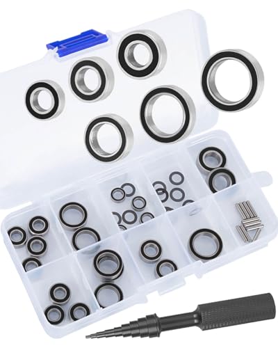 RC Bearings Kit Upgrades Part for 1/10 Slash 4X4/Stampede 4X4/Rustler 4×4/Telluride/Rally,Rubber Sealed Precision Ball Bearings,Black - color: Black - (1 Set)