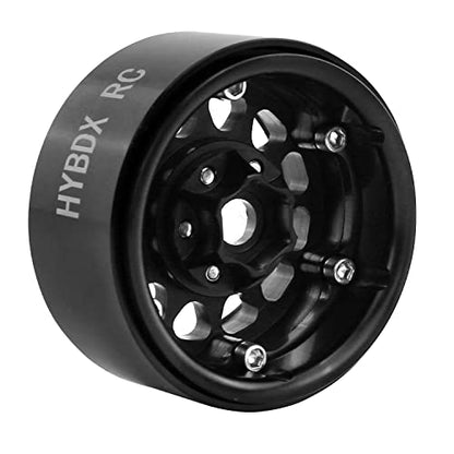 1.9 Inch Aluminum Alloy Beadlock Wheel Rim Hub 4pcs Suit for 1:10 RC Crawler Axial SCX10 SCX10 II TRX4 RC4WD D90. (Black) - color: Black