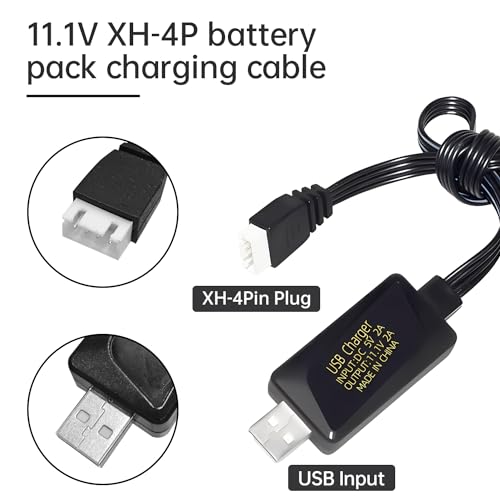2PCS 3S 11.1V 2A USB Charger for Remote Control Cars, Ships, Drones, Air Guns, and RC Toys 11.1V Battery USB Charging Cable