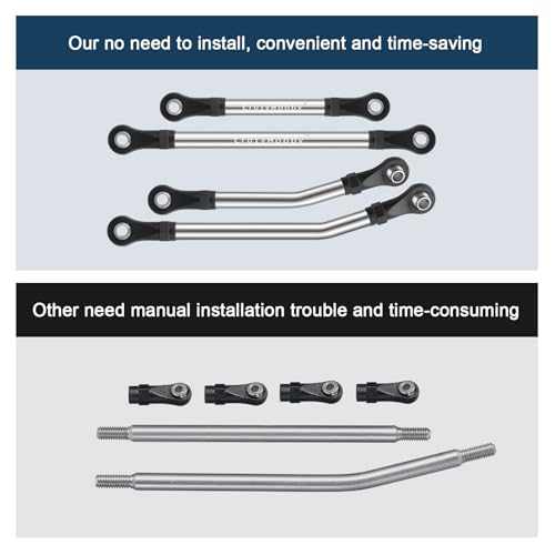 High Clearance Links Stainless Steel Chassis Linkage Set for 1/18 Traxxas TRX4M Bronco Defender RC Crawler Upgrade Parts(8Pcs)