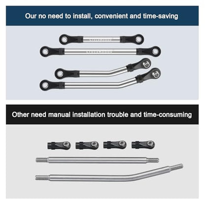 High Clearance Links Stainless Steel Chassis Linkage Set for 1/18 Traxxas TRX4M Bronco Defender RC Crawler Upgrade Parts(8Pcs)