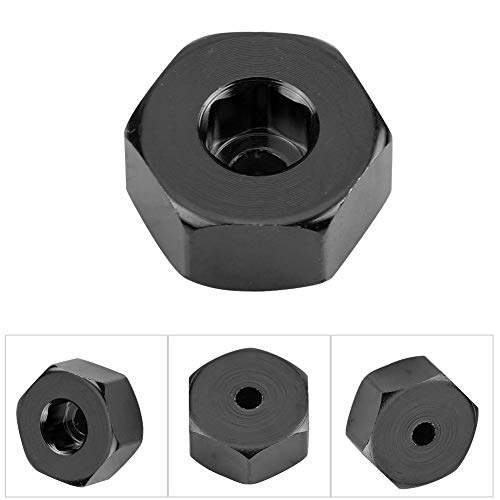 Dilwe RC Car Hex Hub Adapter, 4 Pcs Aluminium Alloy 6mm to 12mm Wheel Hex Hub Adapter for WPL 1634 RC Truck RC Spare Part Accessory (Black)