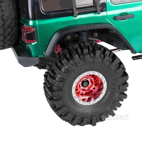 Aluminum RC 1.9 Wheel Tires for 1/10 SCX10 SCX10 II 90046 SCX10 III AXI03007 SCX10 Pro TRX4 TRX6 Gen7/8 D90 VS4-10 MST CFX RC Crawler Car,4pcs RC 1.9 Beadlock Wheel,Red - color: Red - (Colorful Tires)