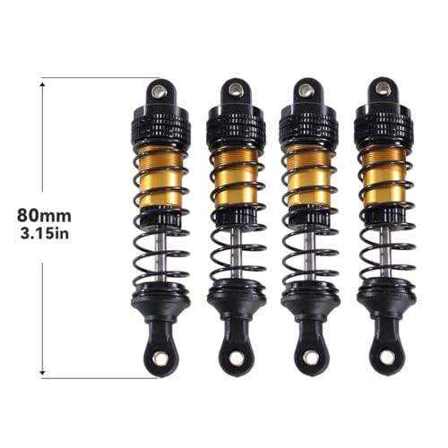 4PCs Upgraded Shock Absorbers Front ＆ Rear Hydraulic Shock Absorbers for MJX Hyper Go SCY Wltoys H16BM H14BM 14301 14302 14303 1/12 1/14 1/16 RC Car Upgrade Parts (80mm Golden) - color: 80mm Golden