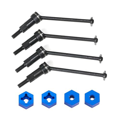 Steel Front Rear CVD Axles Drive Shafts Set with Aluminum 7075 Wheel Hex for Arrma 1/18 Granite Grom Mega 380 Brushed 4x4 Monster Truck RTR Upgrade Parts (Black) - color: Black