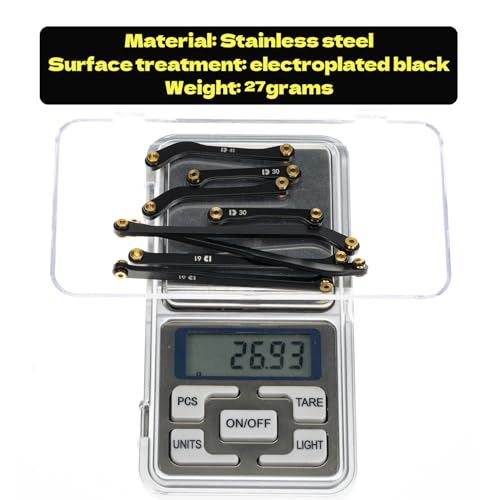 High Clearance 4 Links Set for SCX24 90081, Steel Links Set, Upgrade Parts for SCX24 Deadbolt, Betty B17, Axial 1/24 RC Crawler Car Upgrade Accessories, 8Pcs, Black - size: For Deadbolt