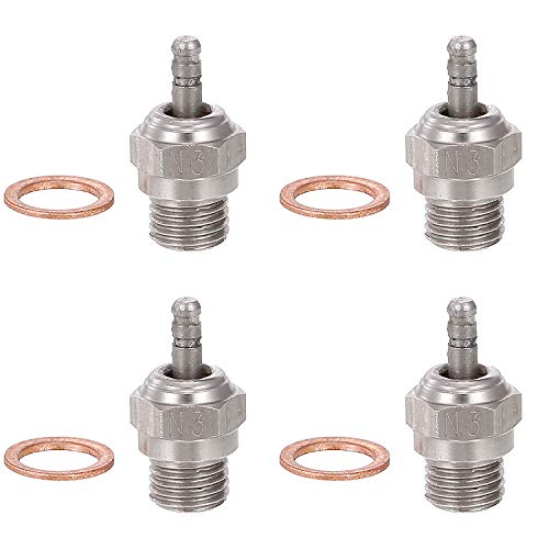 Globact 4pcs 70117 Hot Glow Plug N3 No. #3 Spark Nitro Engine Parts Replace OS for Traxxas Kyosho HSP HPI Redcat 1/8 1/10 RC Car Truck Buggy | 4pcs 70117 Hot Glow Plug N3 Spark Nitro Engine Parts Replace for Traxxas Kyosho HSP HPI Redcat 1/8 1/10 RC Car T