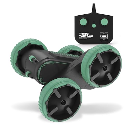 Sharper Image® Thunder Twist Rally - RC Stunt Car with Rechargeable Battery, High-Speed 360° Stunts, Double-Sided Driving, 2.4 GHz Remote Control, LED Lights, Flips & Spins Rotating Car Kids Toy Gift