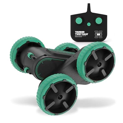 Sharper Image® Thunder Twist Rally - RC Stunt Car with Rechargeable Battery, High-Speed 360° Stunts, Double-Sided Driving, 2.4 GHz Remote Control, LED Lights, Flips & Spins Rotating Car Kids Toy Gift