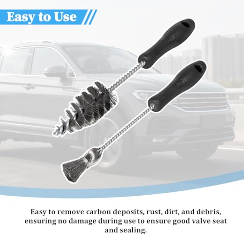 2PCS Injector Sleeve Cup Bore Seat Cleaning Brush Kit, Steel OEM# AP0084 AP0085 3252 Vehicle Fuel Brush with Handle, Auto Replacement Accessory, Compatible with T444E DT466 VT365