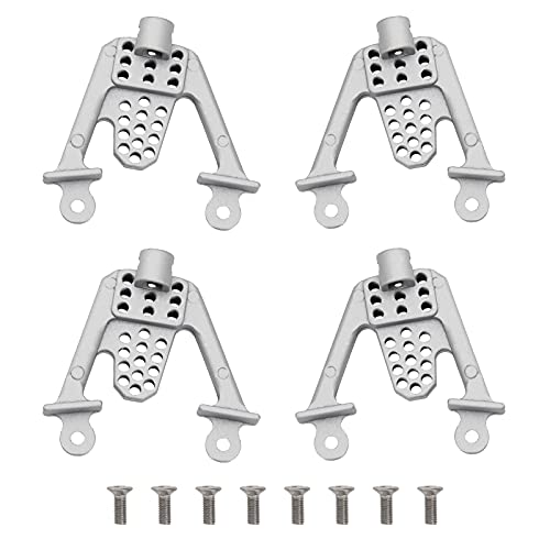 ShareGoo Aluminum Alloy Front Rear Shock Tower Bracket Mount Damper Hoops Compatible with Axial SCX10 1/10 Scale RC Crawlers Car (Silver) - color: Silver