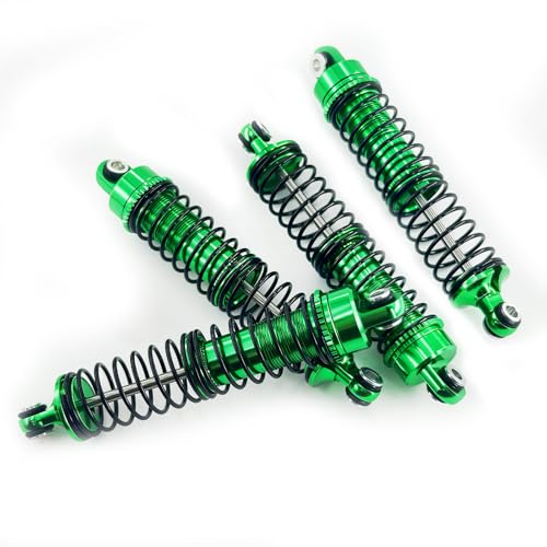 Aluminum Front & Rear Shock Absorber Set for 1/18 RC Cars, Threaded Oil Shocks Suspension Upgrade, 4-Pack (Red/Green) (Green) - color: Green