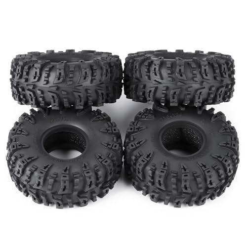 4PCS 1.0" Tires Crawler Mud Terrain Wheel Tires 64 * 24mm Soft Rubber Terrain Wheel Tires Set Compatible with TRX4M AX24 Axial SCX24 FCX24 Redcat Ascent-18 1/18 1/24 RC Crawler Car (A)