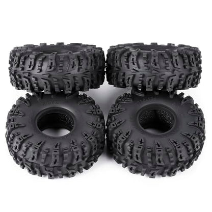 4Pcs Rubber 1.1" Crawler Mud Terrain Tires Super Grip Soft Tyre OD 64mm RC Mud Tyres Tires with Foam Inserts Compatible with 1/18 Traxxa TRX4M Redcat Ascent-18 RC Car Upgrades (Black A) - color: Black a