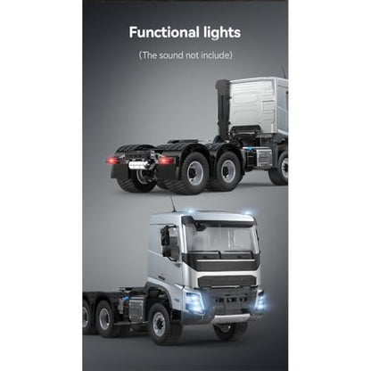 1/14 6x4 RC Heavy-Duty Cargo Tractor Truck, 2.4G Full-Proportional 2.5KM/H RWD RC Semi Truck with Lights, Remote Control Semi-Trailer Truck RC Construction Vehicle Gift -RTR - style: 1/14 6x4 RC TractorTruck