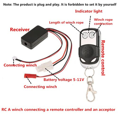 FOSA RC Car Front Bumper with Winch, Front Bumper with Winch Remote Controller for -4 RC Car Crawler Upgrade Part
