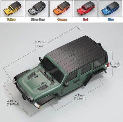6.10inch/155mm Wheelbase Shell ABS Hardtop Body Kit Replacement Part for TRX4M Bronco Defender AX8560 1/18 RC Crawler Chassis (Orange) - color: Orange