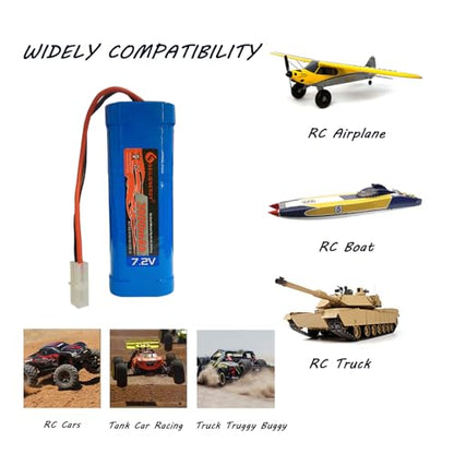 (1 Pack) 7.2V 3800mAh RC NiMH Battery for RC Cars, 6-Cell NiMH Flat Rechargeable Battery Pack w/Standard Tamiya Connector + (1 PCS) 7.2V Smart Charger - size: 1 PACK 7.2V 3800mAh battery +1PACK charger