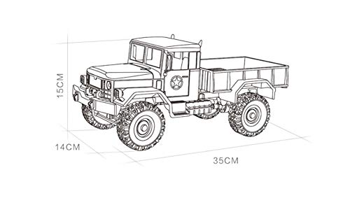 GracesDawn Gray 1/16 2.4G 4WD Off-Road RC Military Truck Rock Crawler Army Car (Model M35-A2)