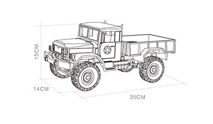 GracesDawn Gray 1/16 2.4G 4WD Off-Road RC Military Truck Rock Crawler Army Car (Model M35-A2)