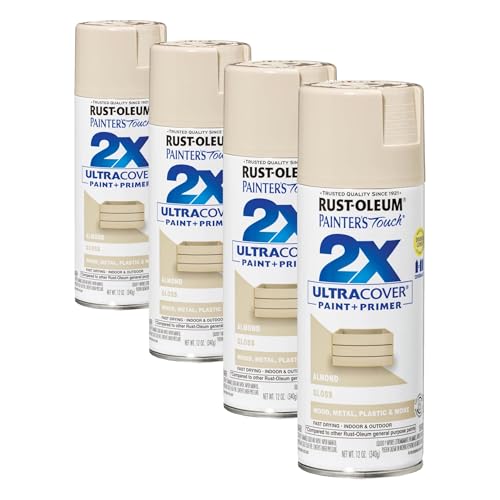 Rust-Oleum 334023 Painter's Touch 2X Ultra Cover Spray Paint, 12 oz, Gloss Almond (Pack of 4) - color: Gloss Almond, size: 12 Ounce (Pack of 4)