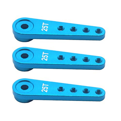 3Pack Vgoohobby 25T Aluminum Alloy Servo Horn Extension Steering Arm 37mm Compatible with Futaba Savox Power HD HSP Himoto MG995 MG996 Servos 1/10 Redcat TRX-4 Axial SCX10 RC Car (Blue)