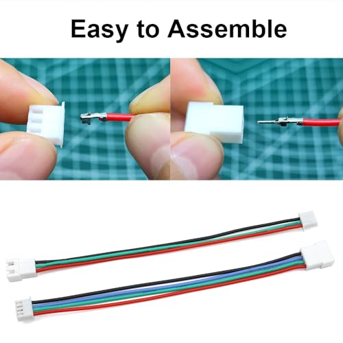 XH 2.54mm Connector Kit - JST XH Compatible 2.5mm Pitch Male Female Connector Sockets Plugs and 22AWG Pre-Crimped Silicone Cables Wire 2 3 4 5 6 Pin Housing