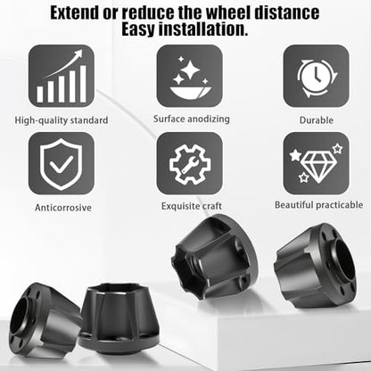 RC 15mm Metal Wheel Hex Hubs Extension Combiner Compatible with 1.9”/2.2” Beadlock Wheel Rim TRX4 Axial SCX10 Traxxas Wraith Gen7 Gen8 D90 CC01 1/10 RC Crawler, 4 Pcs - color: Black, size: 15mm