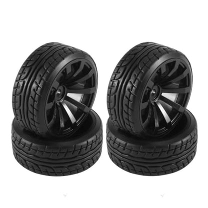 COMODO 65mm Hard Plastic RC Car Tires Compatible with 1/10 Scale On-Road Touring and Drift RC Cars Including TT-01, TT-02, XV-01, PTG-2, Kyosho, and Models