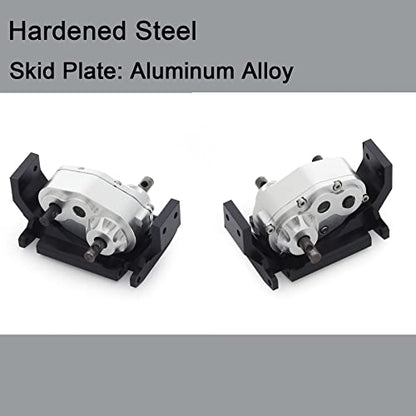 Metal D90 Single Speed Transmission Gearbox with Clockable Motor for 1/10 RC Crawler RC4WD Gelande II FJ40 G2 D110 DefenderTF2 (Transfer Case with Skid Plate) - color: Transfer Case With Skid Plate