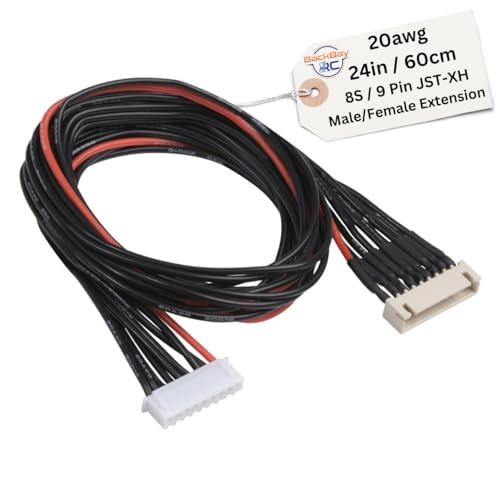 BackBayRC - 8S JST-XH Balance Extensions - 60cm 20awg (100 Strand) Wire - Flexible Silicone Insulation - 2.54mm / 0.1" Pin Spacing - style: 8S_60CM_JST-XH
