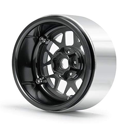 2.2inch Beadlock Wheels Rims 35mm for 1/10th Scale RC Rock Crawler Model Car -Pack of 4 (Titanium color) - color: Titanium