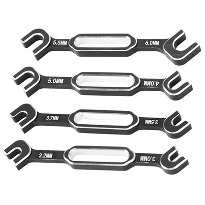 RC Car Wrench, 4PCS RC Car Repair Wrench Turnbuckle Nut Ball Joint Remover Aluminum Alloy RC Maintenance Spanner 3.0‑6.0mm for RC Car Truck - color: Black