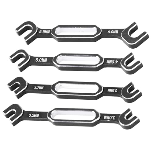 RC Car Wrench, 3.0 to 6.0mm Aluminum Alloy Turnbuckle Nut Ball Joint Remover Wrench Set, with Lightweight Durable Construction for Adjusting Ball Joints, Pull Rods, and Push Rods (Black) - color: Black