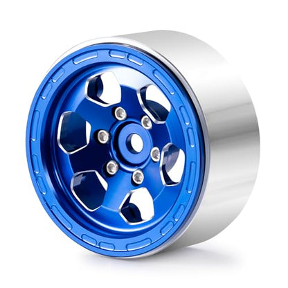 RCLIONS Aluminium 1.3" Beadlock Wheel Rims for 1/18th TRX4M FCX18 SCX24 FCX24 1/24 RC Crawler Car Upgrade Parts (Blue) - color: Blue