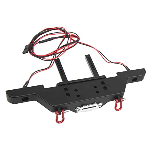 RC Front Bumper & Rear Bumper with LED Lights Headlights Tow Hook Spare Tire Carrier Compatible with Axial SCX10 Traxxas TRX4 90046 90047 SCX10-iii AX10300 1/10 RC Crawler Car