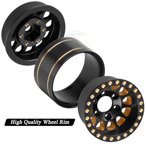 RC 1.0" Beadlock Wheels and Tires for RC Crawler 1/18 TRX4M,1/24 SCX24,Brass 1.0 Beadlock Wheels RC Rims w/ 1.0 Beadlocks Tires Soft Sticky Rubber Tires,4pcs,Style B - style: Style B(4pcs)